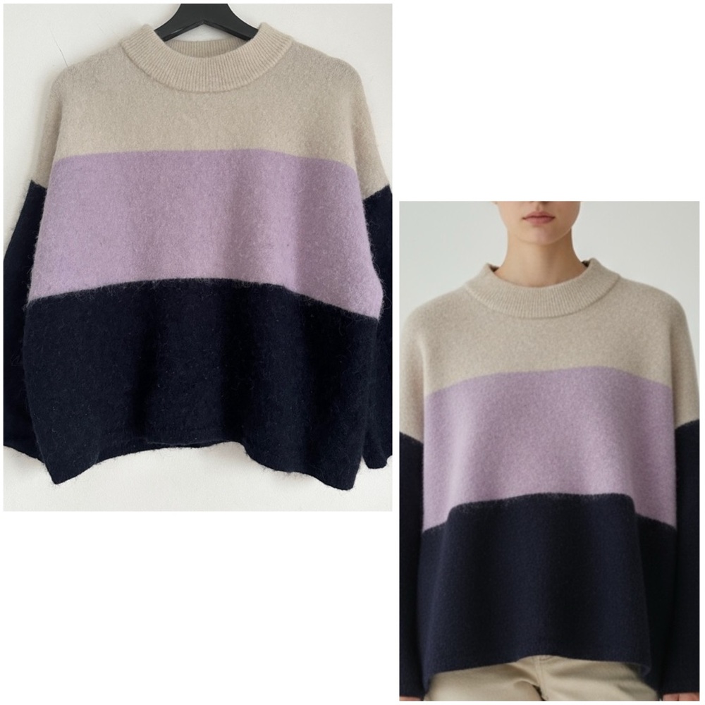 PART TWO WOOL BLEND SOFT FLUFFY SWEATER LIGHTWEIGHT PULLOVER ROUND NECK M